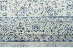 Full view of New Nain rug from Iran / Persia, 353 × 246 cm in Beige tones