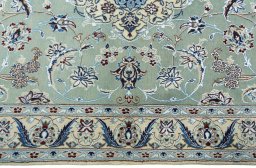 Full view of New Nain rug from Iran / Persia, 213 × 125 cm in Green tones