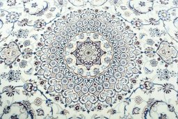 Central medallion detail of 2000s Nain rug from Iran / Persia