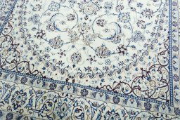 Close-up detail of 2000s Nain rug from Iran / Persia showing Wool weave