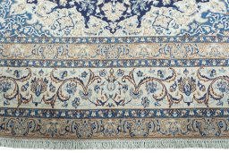 Full view of 2000s Nain rug from Iran / Persia, 417 × 293 cm in Blue tones