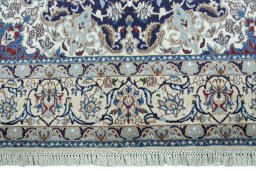 Full view of 2000s Nain rug from Iran / Persia, 262 × 158 cm in Blue tones
