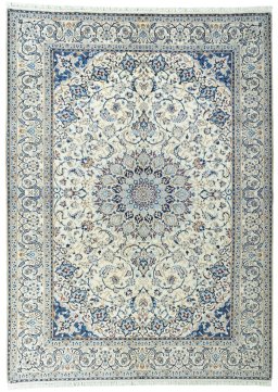 Full view of 2000s Nain rug from Iran / Persia, 290 × 210 cm in Beige tones