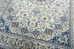 Close-up detail of 2000s Nain rug from Iran / Persia showing Wool weave