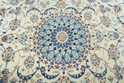 Central medallion detail of 2000s Nain rug from Iran / Persia