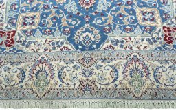 Full view of 2000s Nain rug from Iran / Persia, 295 × 205 cm in Blue tones