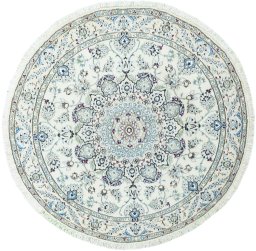 Full view of New Nain rug from Iran / Persia, 190 × 190 cm in Beige tones