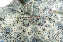 Full view of New Nain rug from Iran / Persia, 190 × 190 cm in Beige tones