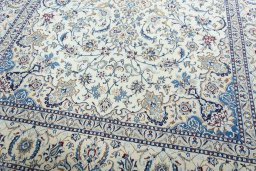 Close-up detail of New Nain rug from Iran / Persia showing Wool weave