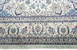Full view of New Nain rug from Iran / Persia, 378 × 255 cm in Beige tones