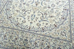 Close-up detail of 2000s Nain rug from Iran / Persia showing Wool weave