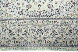 Full view of 2000s Nain rug from Iran / Persia, 354 × 257 cm in Beige tones