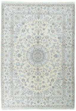 Full view of 2000s Nain rug from Iran / Persia, 300 × 211 cm in Beige tones
