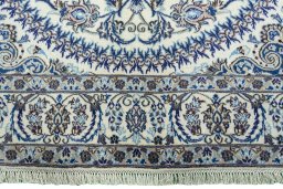 Full view of New Nain rug from Iran / Persia, 293 × 195 cm in Beige tones