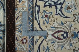 Backside of handmade 2000s Nain rug showing knot structure and weave density