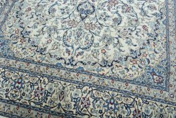 Close-up detail of 2000s Nain rug from Iran / Persia showing Wool weave
