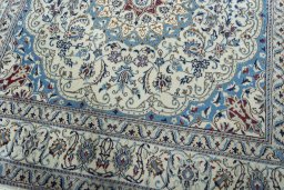 Close-up detail of 1970s Nain rug from Iran / Persia showing Wool weave