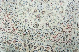 Close-up detail of New Nain rug from Iran / Persia showing Wool weave