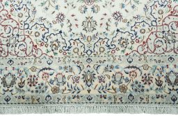 Full view of New Nain rug from Iran / Persia, 242 × 155 cm in Beige tones