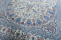 Close-up detail of New Nain rug from Iran / Persia showing Wool weave