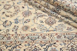 Close-up detail of 1990s Nain rug from Iran / Persia showing Wool weave