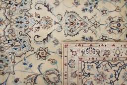 Close-up detail of 1990s Nain rug from Iran / Persia showing Wool weave