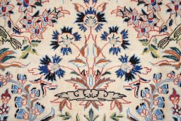 Close-up detail of 1980s Nain rug from Iran / Persia showing Wool weave