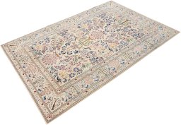 Corner detail of 1980s Nain rug showing border pattern and Wool pile