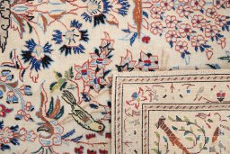 Full view of 1980s Nain rug from Iran / Persia, 290 × 195 cm in Cream tones
