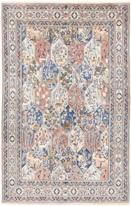 Full view of 2004s Nain rug from Iran / Persia, 202 × 130 cm in Multi Color tones