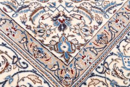 Close-up detail of 1985s Nain rug from Iran / Persia showing Wool weave