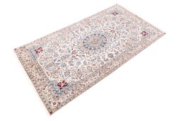Corner detail of 2005s Nain rug showing border pattern and Wool pile