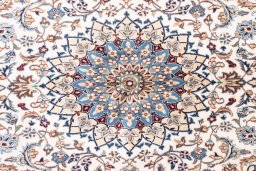 Full view of 2005s Nain rug from Iran / Persia, 210 × 110 cm in Beige tones