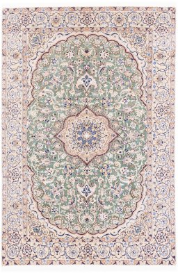 Full view of 1999s Nain rug from Iran / Persia, 240 × 163 cm in Green tones