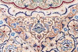 Close-up detail of 1999s Nain rug from Iran / Persia showing Wool weave