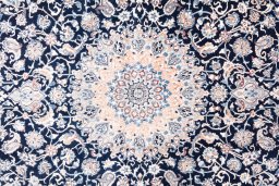 Corner detail of 2005s Nain rug showing border pattern and Wool pile