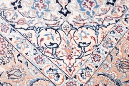 Close-up detail of 2005s Nain rug from Iran / Persia showing Wool weave