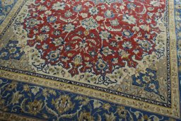 Close-up detail of 2000s Najafabad rug from Iran / Persia showing Wool weave