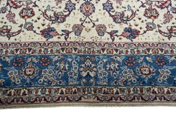 Full view of 2000s Najafabad rug from Iran / Persia, 404 × 300 cm in Beige tones