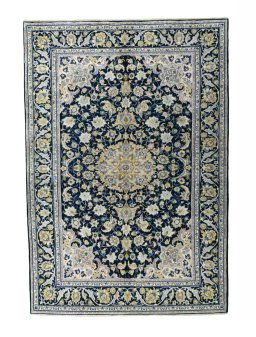 Full view of 2000s Najafabad rug from Iran / Persia, 320 × 220 cm in Blue tones