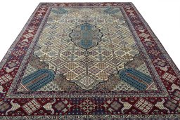 Surface texture of 2000s Najafabad rug with natural Wool and intricate pattern
