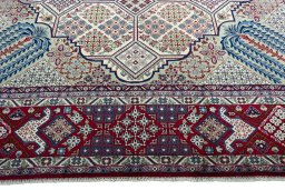 Full view of 2000s Najafabad rug from Iran / Persia, 436 × 322 cm in Beige tones