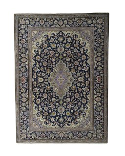 Full view of 2000s Najafabad rug from Iran / Persia, 410 × 297 cm in Blue tones