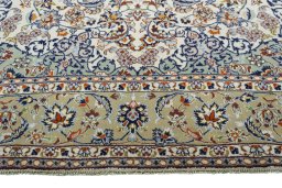 Full view of 2000s Najafabad rug from Iran / Persia, 382 × 272 cm in Beige tones