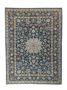 Full view of 2000s Najafabad rug from Iran / Persia, 400 × 297 cm in Blue tones