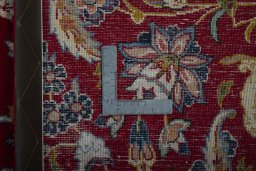 Backside of handmade 2000s Najafabad rug showing knot structure and weave density