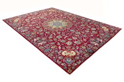 Close-up detail of 2000s Najafabad rug from Iran / Persia showing Wool weave