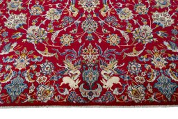 Full view of 2000s Najafabad rug from Iran / Persia, 435 × 315 cm in Red tones