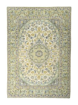 Full view of 2000s Najafabad rug from Iran / Persia, 415 × 296 cm in Beige tones