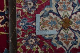 Backside of handmade 2000s Najafabad rug showing knot structure and weave density